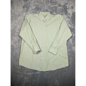 Gitman Gold Dress Shirt Mens Large Green Plaid Button Down Made USA Long Sleeve